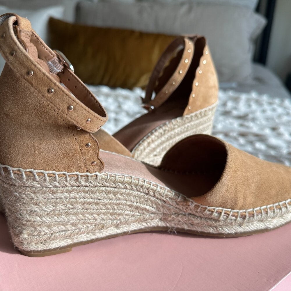 KATE SPADE ♠️ Paloma Tan/Saddle Suede Espadrille Wedge Size 8.5